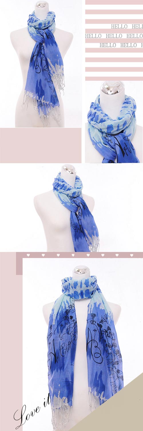 Aimee Toff 韓版線條情懷造型圍巾(藍)