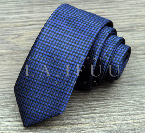 拉福 領帶窄版領帶5.5cm防水領帶拉鍊領帶(藍千鳥)