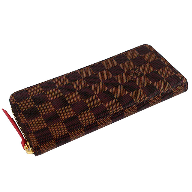 LV N60534 Damier LV棋盤格紋拉鍊長夾(紅色)