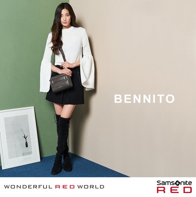 Samsonite REDBENNITO輕巧仕女皮革斜肩背包(灰)