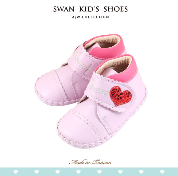 Swan天鵝童鞋-swan英文字亮片愛心花邊寶寶鞋 1535-紫
