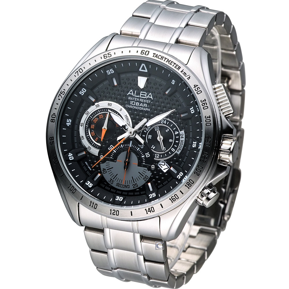 ALBA 極速超跑 計時腕錶-黑/48mm