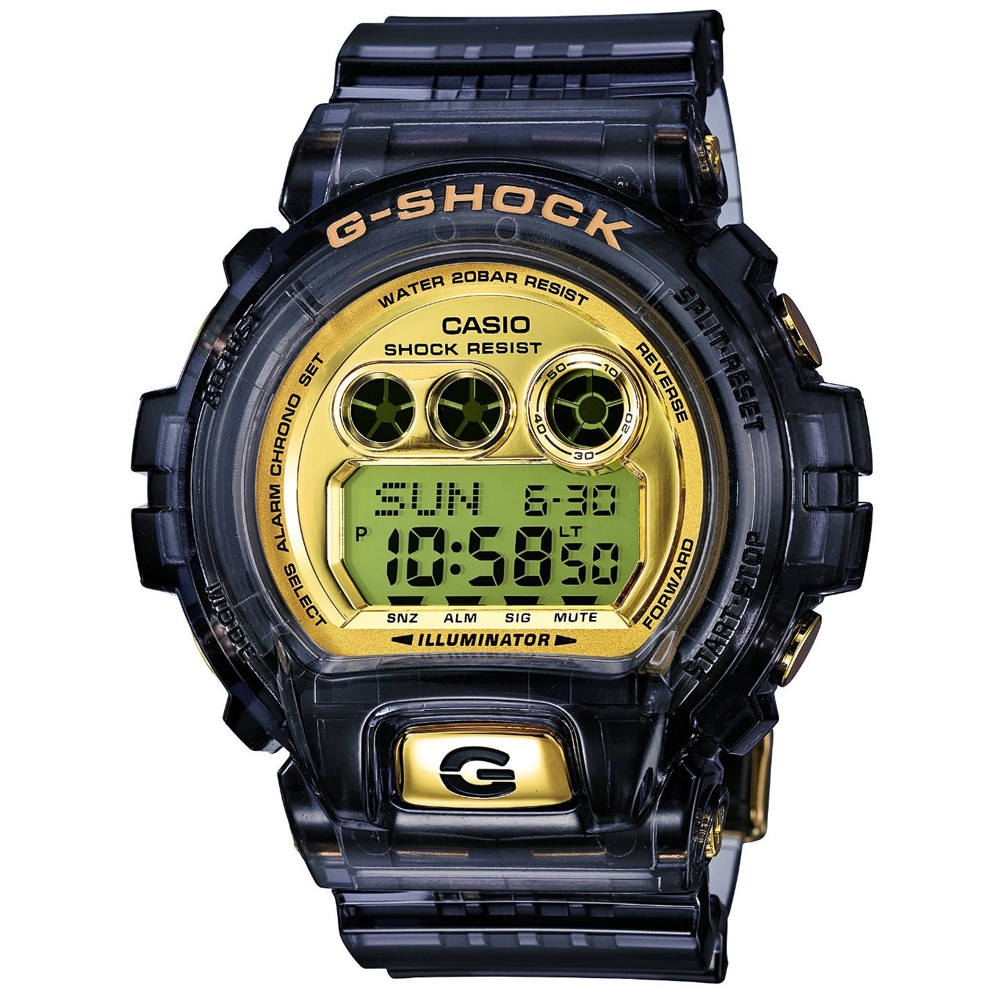 G-SHOCK 經典超人氣大錶徑6900系列休閒錶-金面x果凍灰/53.9mm