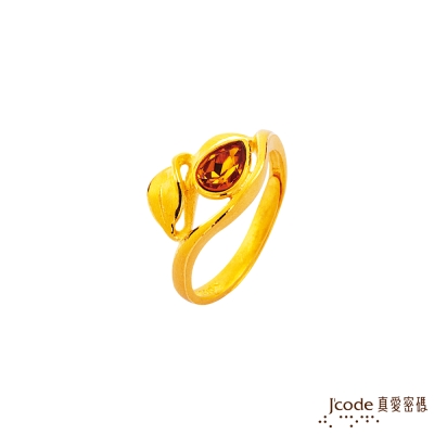 J code真愛密碼金飾 葉之相伴黃金/珊瑚戒指