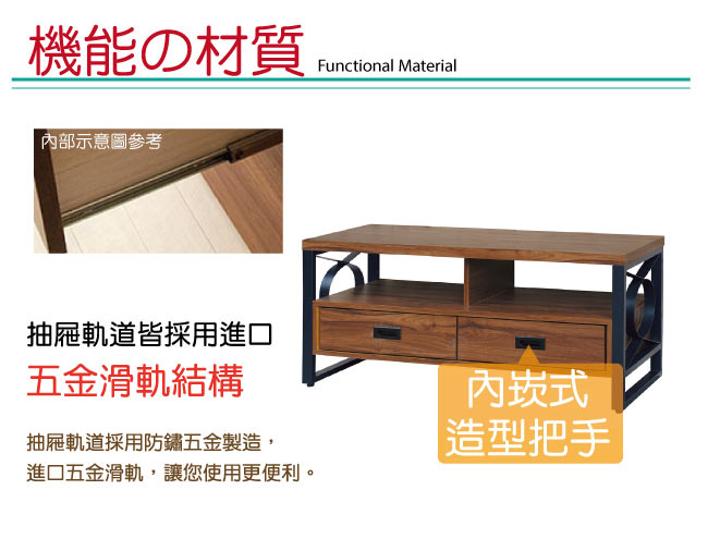 品家居 莎多4尺胡桃木紋長櫃/電視櫃-120.2x40.2x50.5cm免組