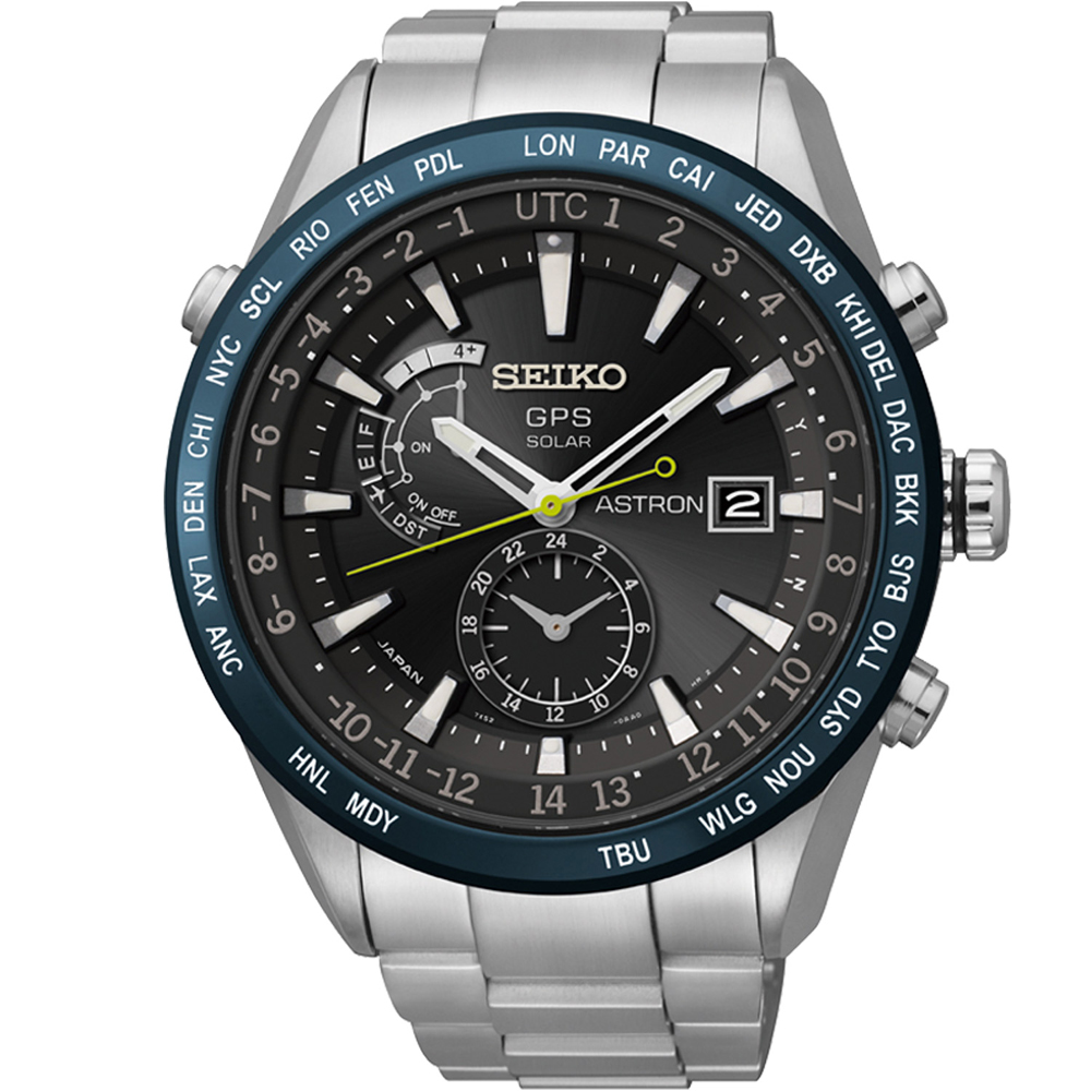 SEIKO ASTRON GPS 太陽能衛星電波錶(SAST023G)-黑x藍/47mm