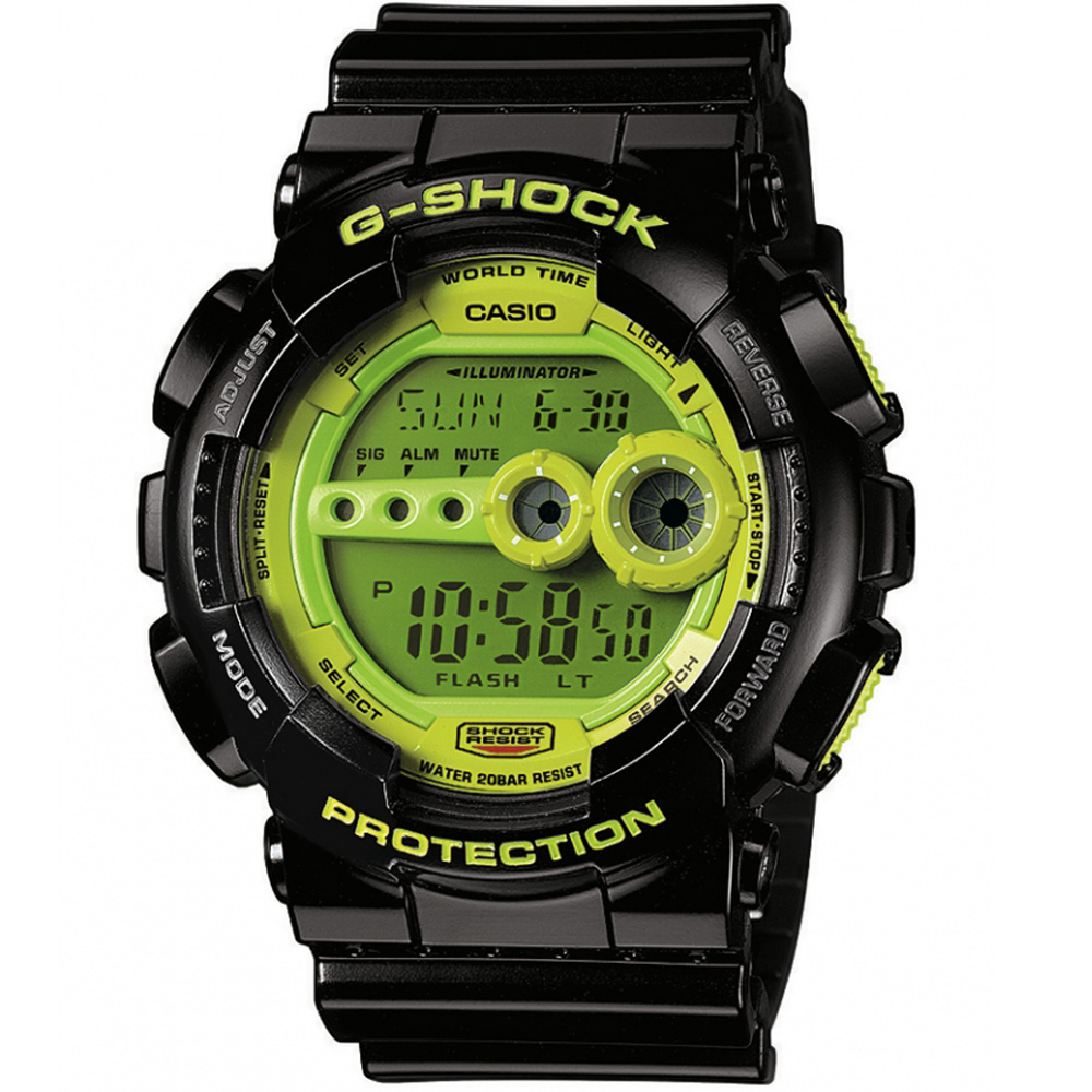 G-SHOCK 高彩度強悍亮眼風格概念錶-黑/軍綠/55mm