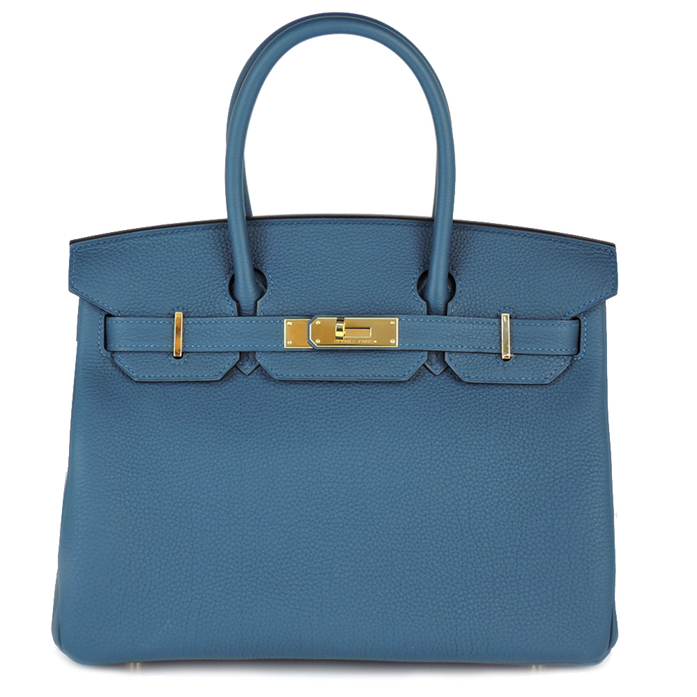 HERMES BIRKIN TOGO牛皮柏金包(30CM/土耳其藍)