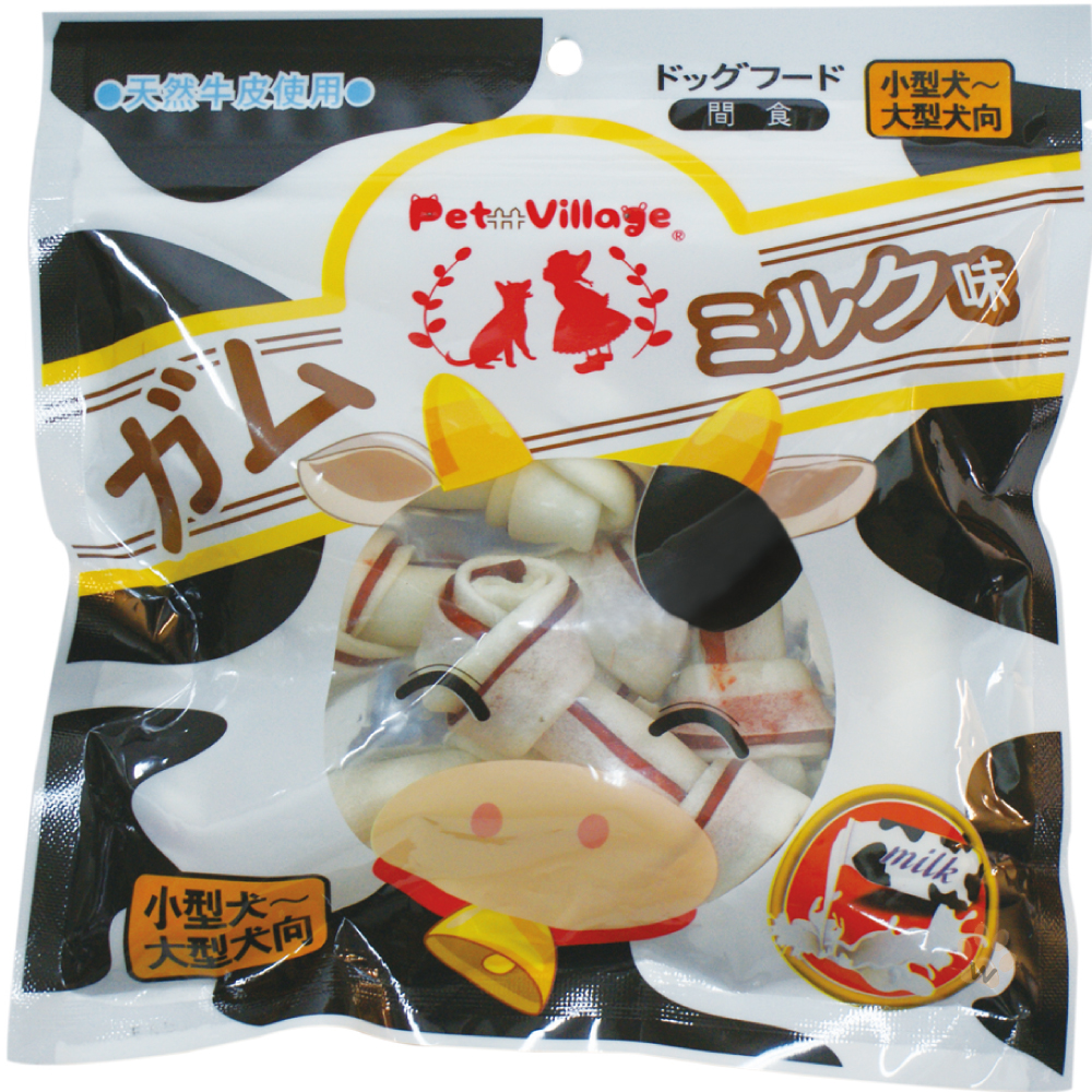 Pet Village 天然潔牙雙色牛奶牛皮骨結 15支 1入