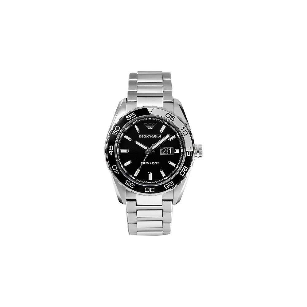 ARMANI Sportivo 大視窗時尚腕錶-黑/46mm