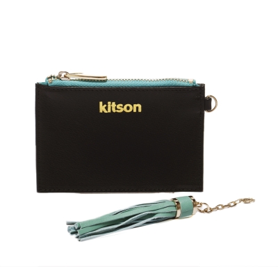kitson 流蘇Card case真皮鎖匙/零錢包-BLACK