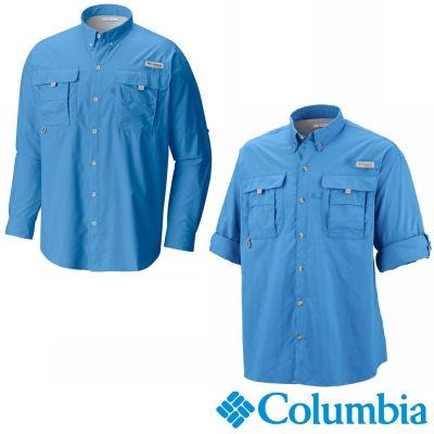 【Columbia哥倫比亞】男-Tactel防曬30襯衫-海藍　UFM70480AB