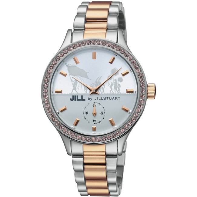 Jill Stuart Big Leather系列晶鑽小秒針腕錶 銀白x玫瑰金 34mm 其他歐系品牌 Yahoo奇摩購物中心