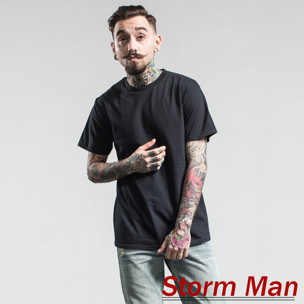 經典素色純棉休閒短袖上衣 (共四色)-Storm Man