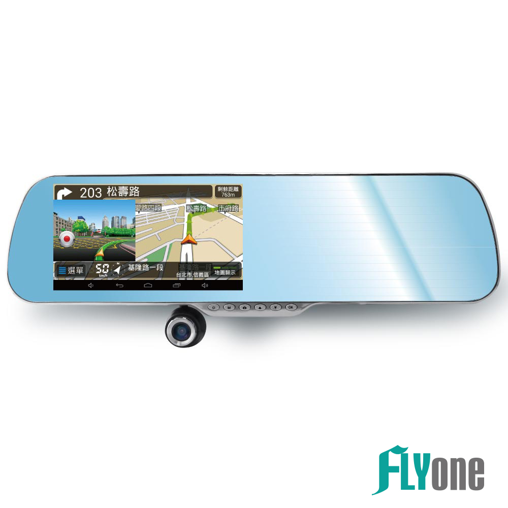 FLYone RM1000 Android觸控智慧導航 測速照相 後視鏡行車記錄器-急速配