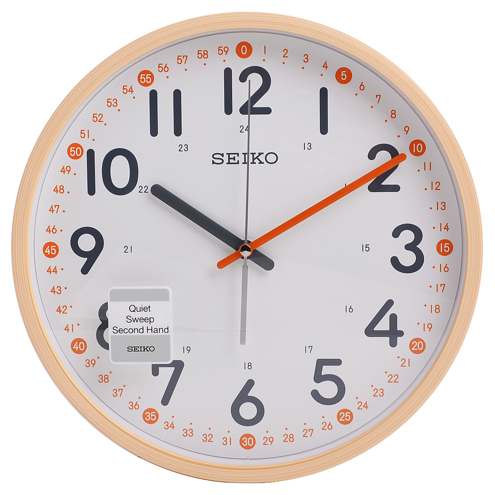 SEIKO 精工 簡約仿木紋外殼 滑動式秒針 靜音 時鐘 掛鐘-30.5cm