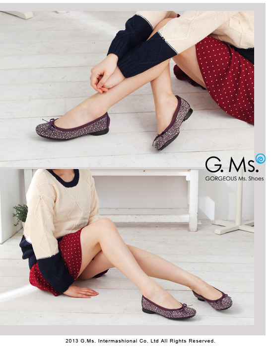 G.Ms.MIT系列‧手工燙鑽蝴蝶結平底娃娃鞋‧貴婦紫