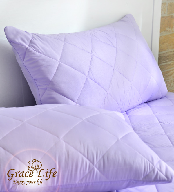 Grace Life 炫彩紫 台灣製吸濕排汗信封式保潔枕套--一對