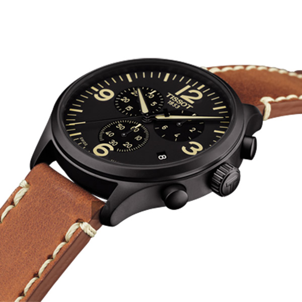 TISSOT天梭 韻馳系列 Chrono XL計時手錶-黑x咖啡/45mm