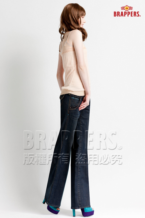 BRAPPERS 女款 新美腳二代系列-彈性寛版褲-藍