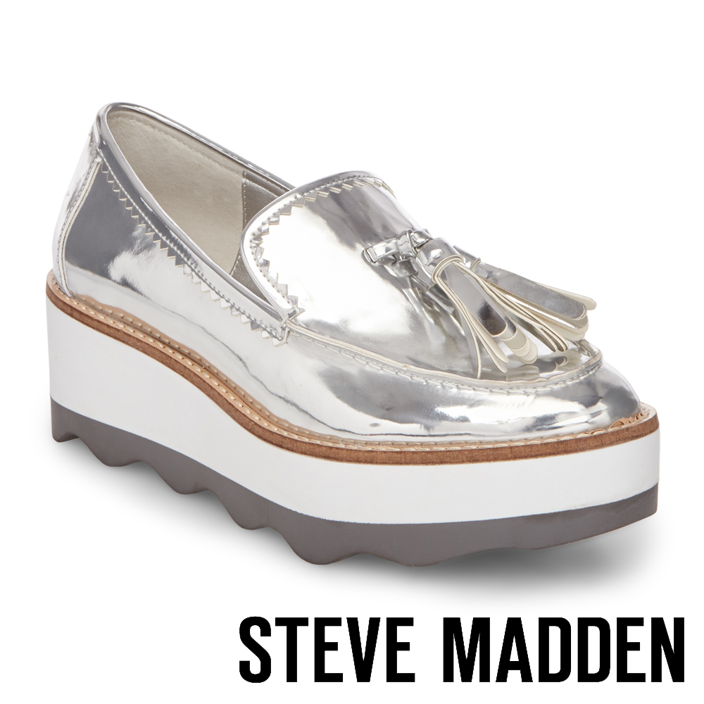 STEVE MADDEN-TREAD 流蘇厚底鞋-銀色