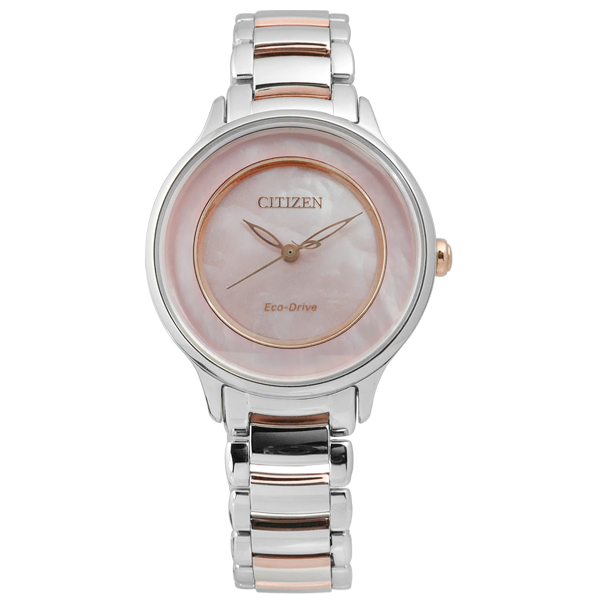 CITIZEN 時光白碟貝面光動能女錶(EM0384-56D)-粉x香檳金/30mm