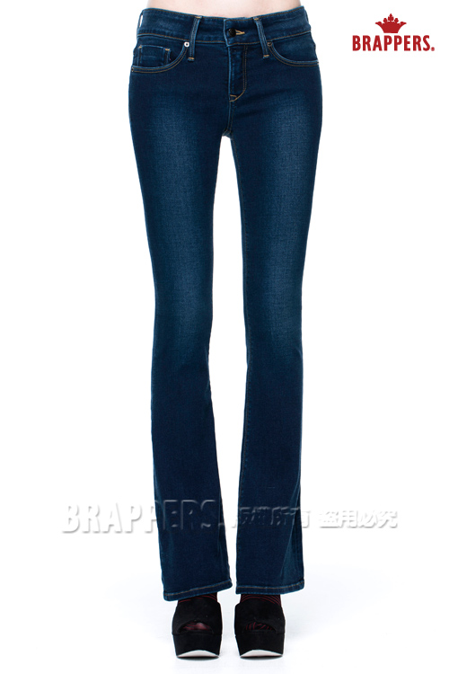 BRAPPERS 女款 新美尻Royal系列-女用中低腰彈性小喇叭褲-藍