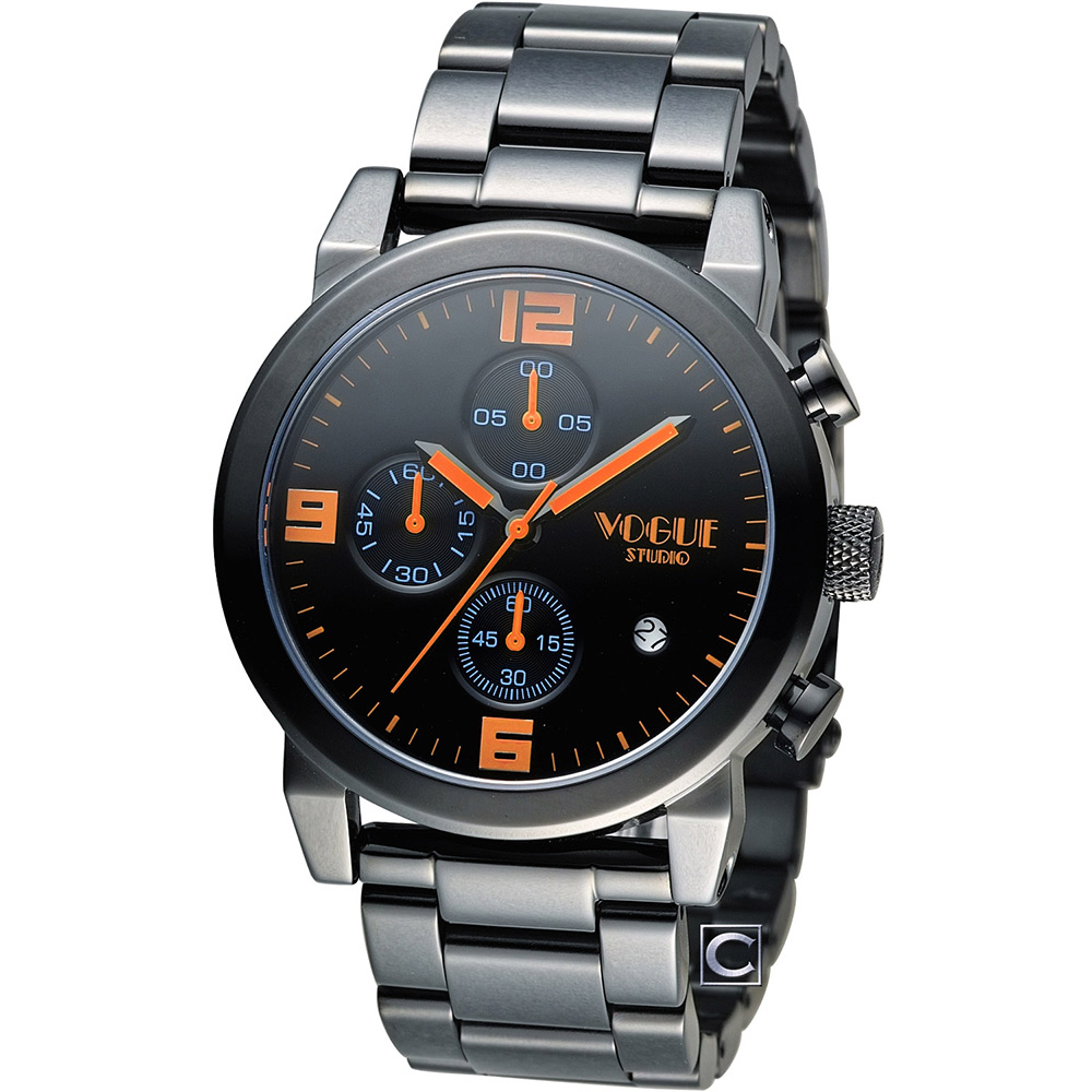 VOGUE 潮流戰警計時腕錶-黑x橘/42mm