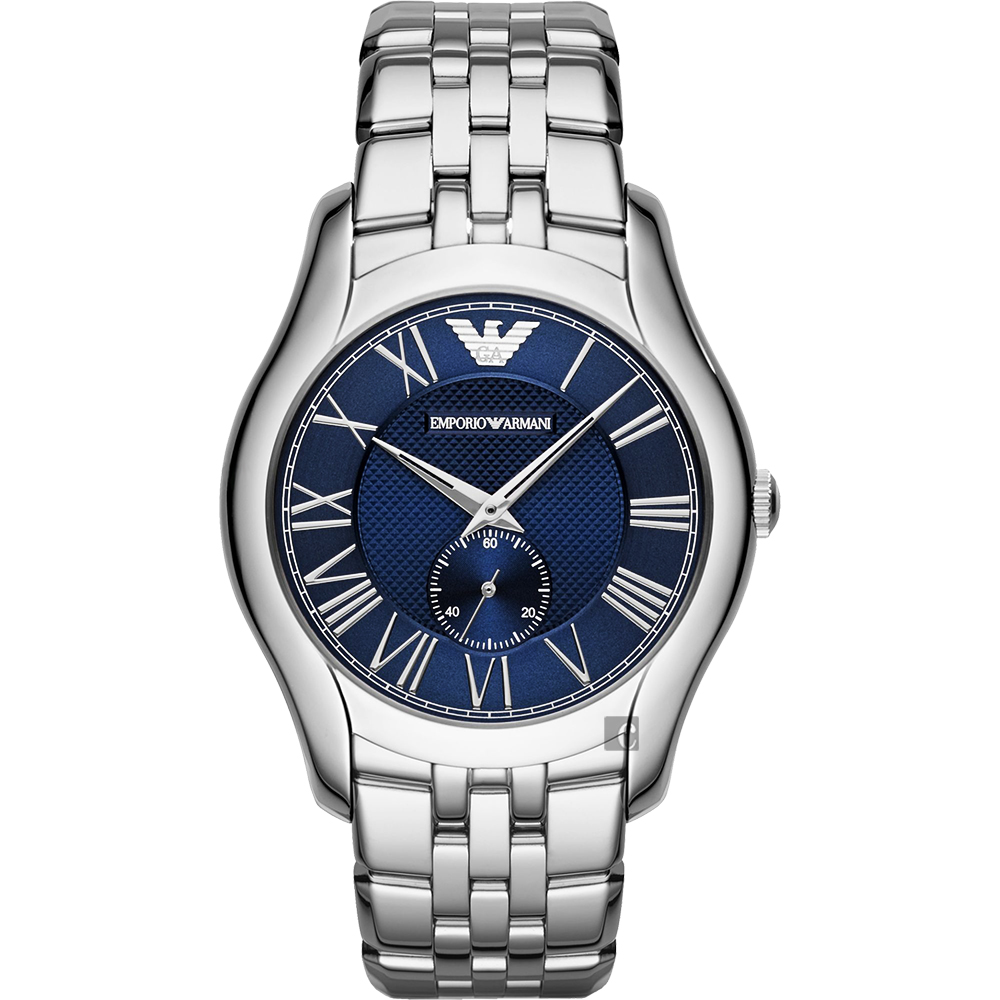 Emporio Armani 羅馬時尚腕錶-藍x銀/43mm