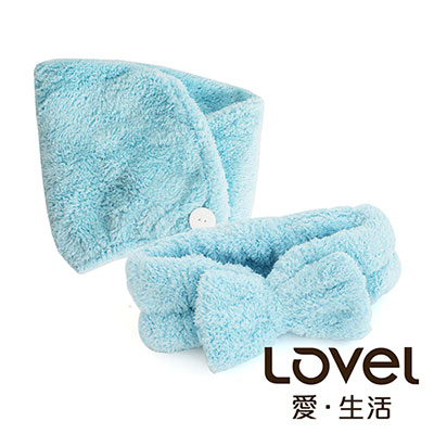 【組合優惠】LOVEL 7倍強效吸水抗菌超細纖維髮帶+浴帽