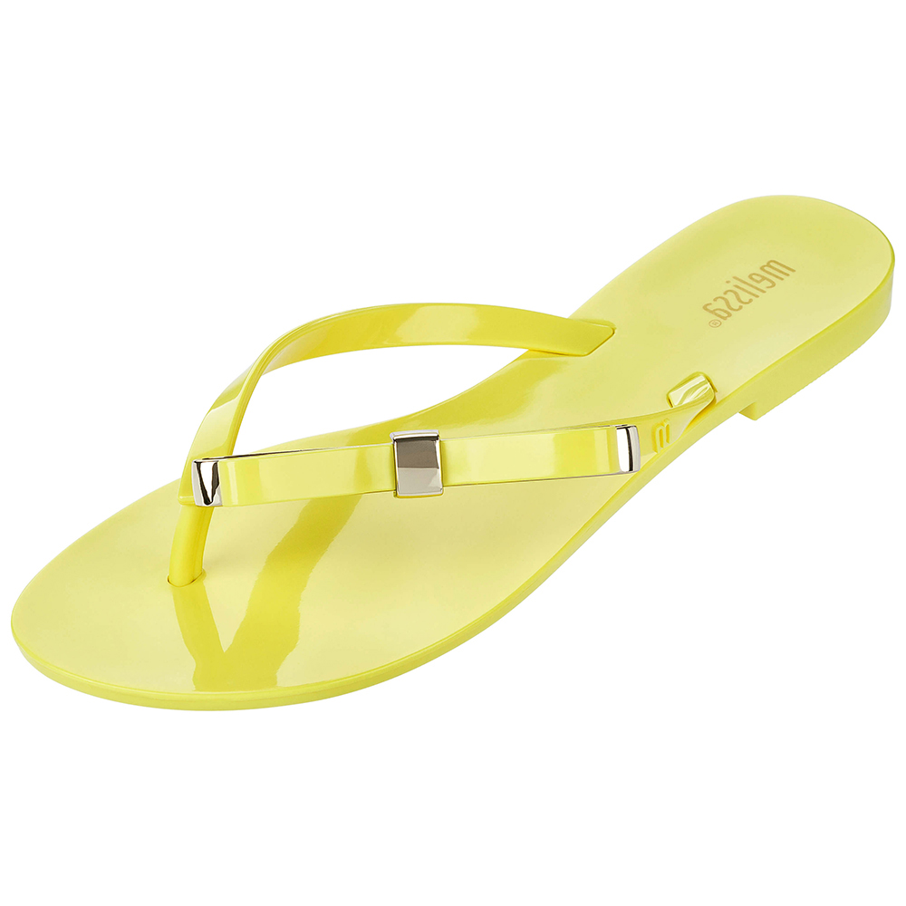 Melissa 極簡金屬結飾夾腳鞋-檸檬黃