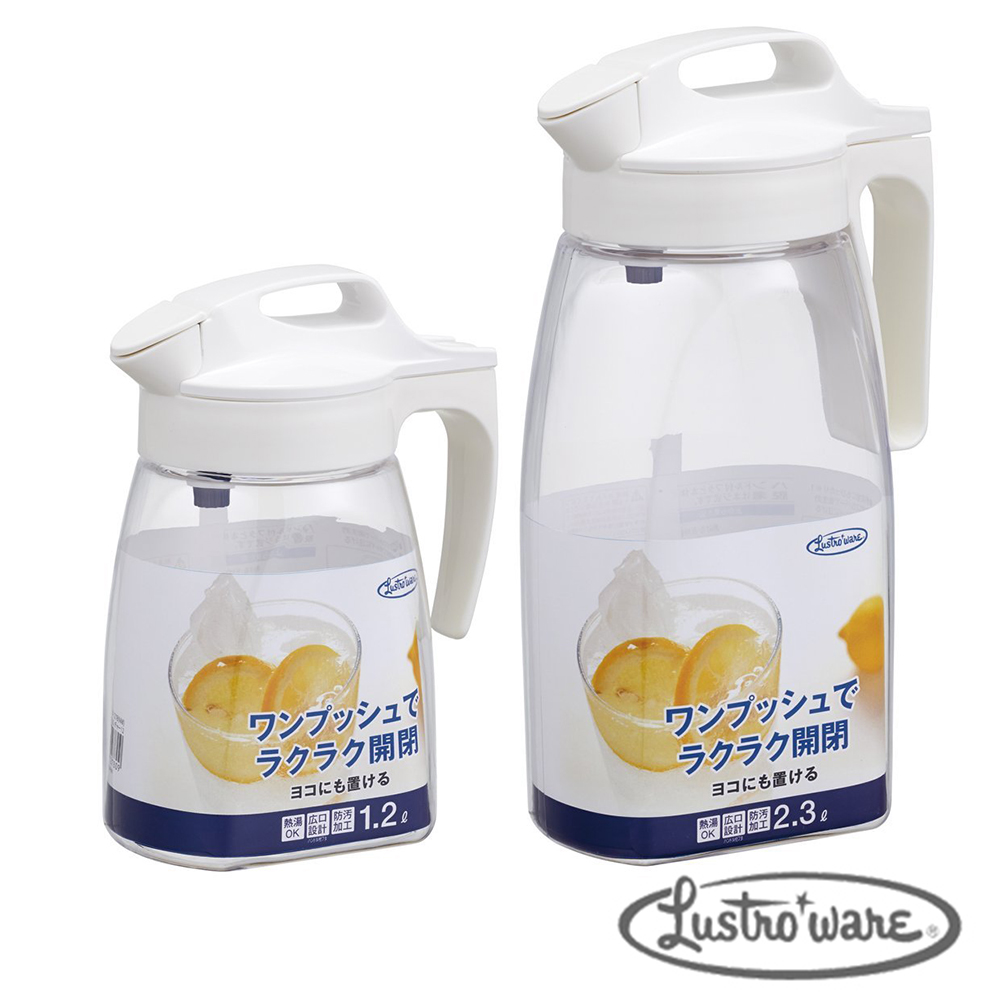 Lustroware 日本進口按壓式耐熱水壺二入組(2.3L+1.2L)