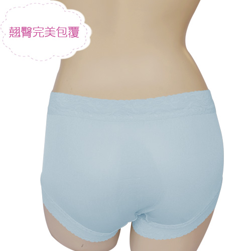 內褲 100%蠶絲蕾絲平口內褲M-XXL(水藍) Seraphic