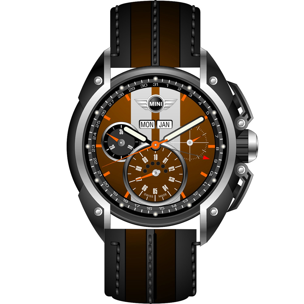 MINI Swiss Watches  極速運動計時腕錶-咖啡/45mm