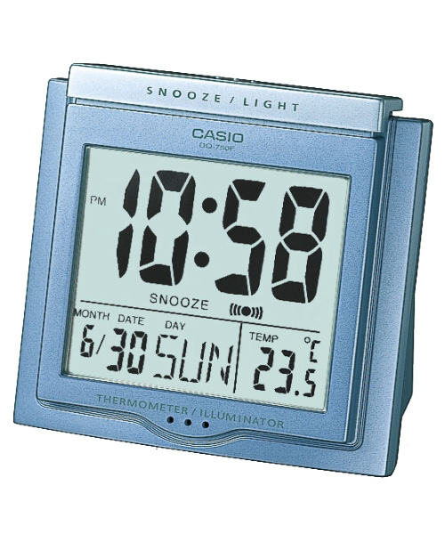 CASIO 測溫型數字電子鬧鐘(DQ-750F-2)-藍