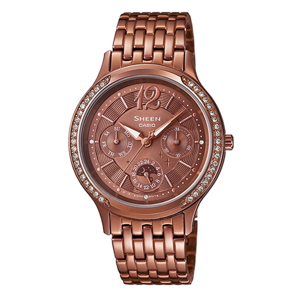 SHEEN 星月優雅時尚施華洛世奇指針腕錶(SHE-3030BR-5A)-古銅色IP/34mm