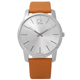 CK 經典時尚大面徑弧型切面皮革手錶-銀x橘/43mm product thumbnail 1