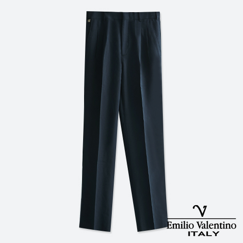 Emilio Valentino 范倫提諾吸濕排汗條紋打摺西褲-丈青