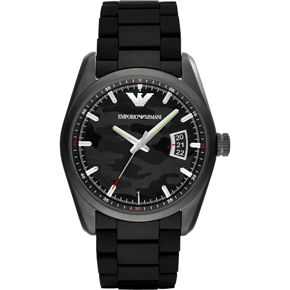 ARMANI Sport 軍式迷彩時尚腕錶-黑/42.5mm