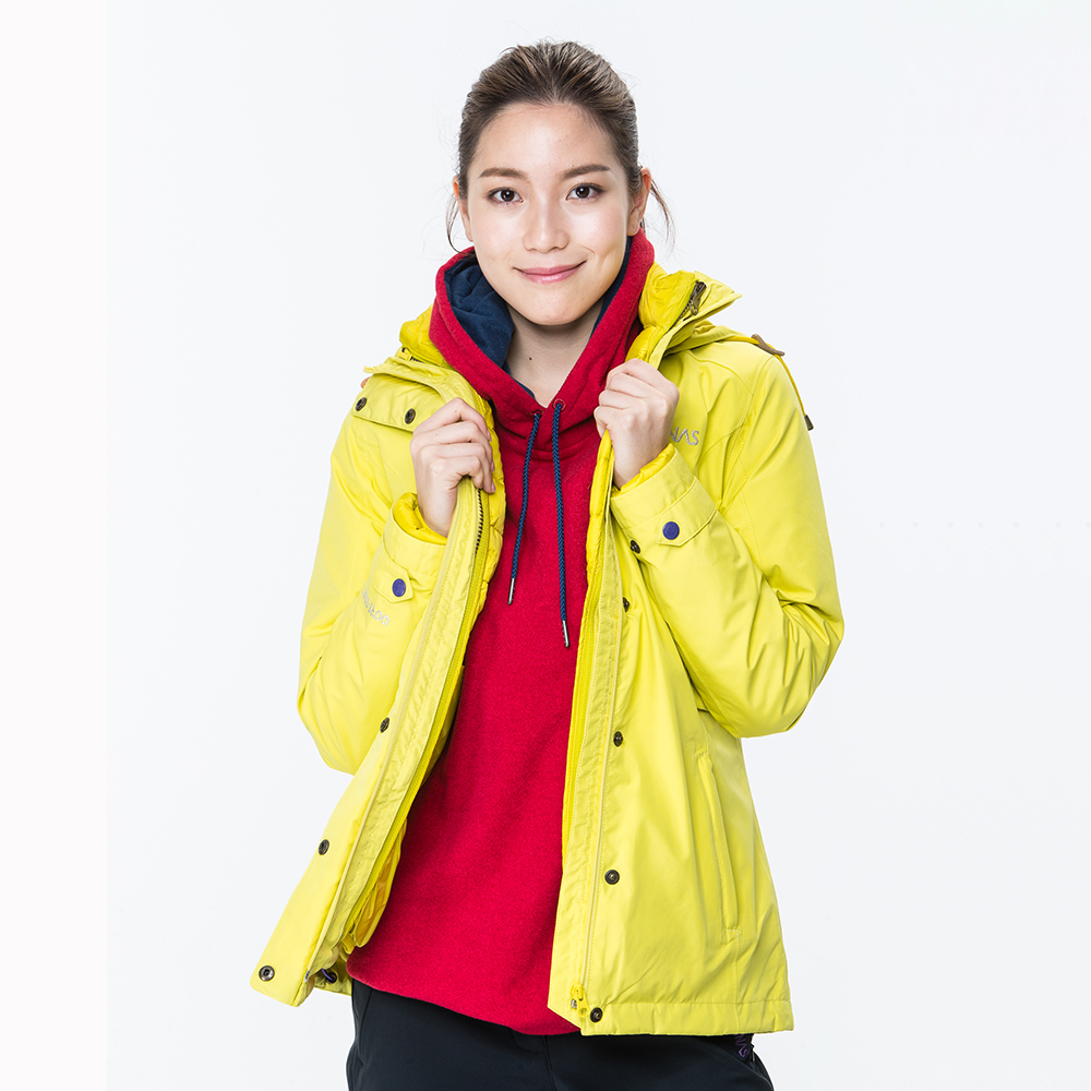 歐都納 GORE-TEX 女款防水二件式羽絨外套 A-G1625W 芥末黃