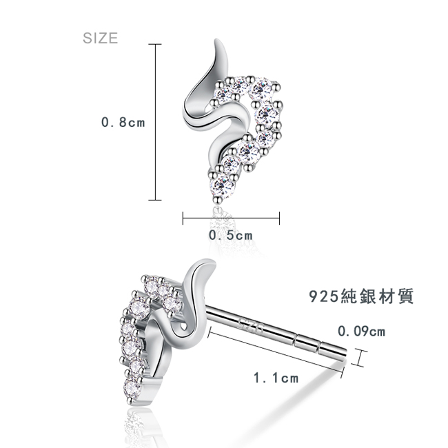 AchiCat 925純銀耳環 耀眼光采 純銀耳針