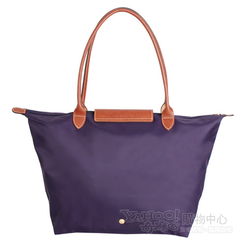 LONGCHAMP 經典Le Pliage摺疊包系列長把托特包(大/紫)