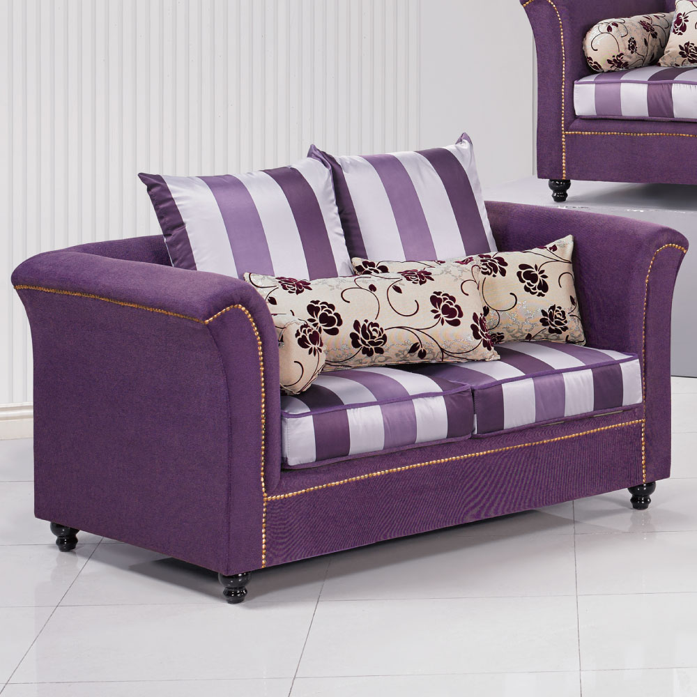 品家居 珍雅紫色布面雙人座沙發