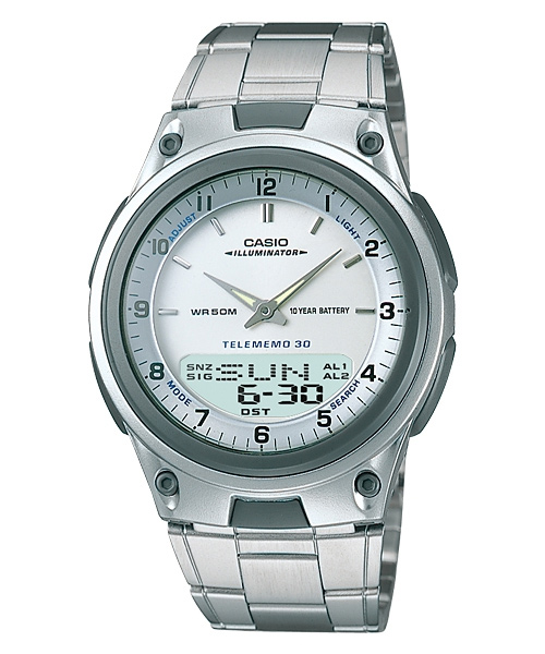 CASIO 都會時尚雙顯腕錶(AW-80D-7A)-銀白/40mm