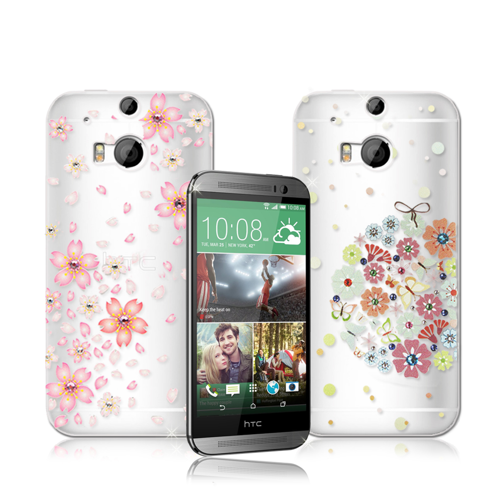 PGS施華洛世奇彩鑽 hTC One M8 花語水晶軟式保護殼 背蓋