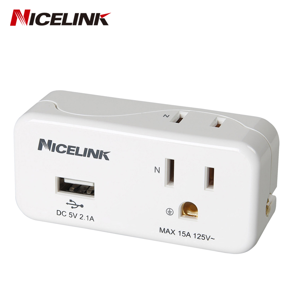 Nicelink 2座2+3孔 USB擴充座- EC-M02AU2-W