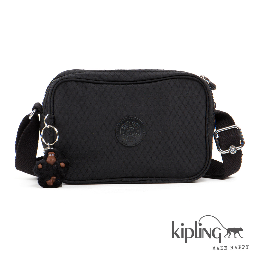 Kipling 斜背包 黑菱格紋素面