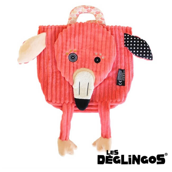 Les Deglingos 立體玩偶背包(兒童背包)-紅鶴 (FLAMINGOS)