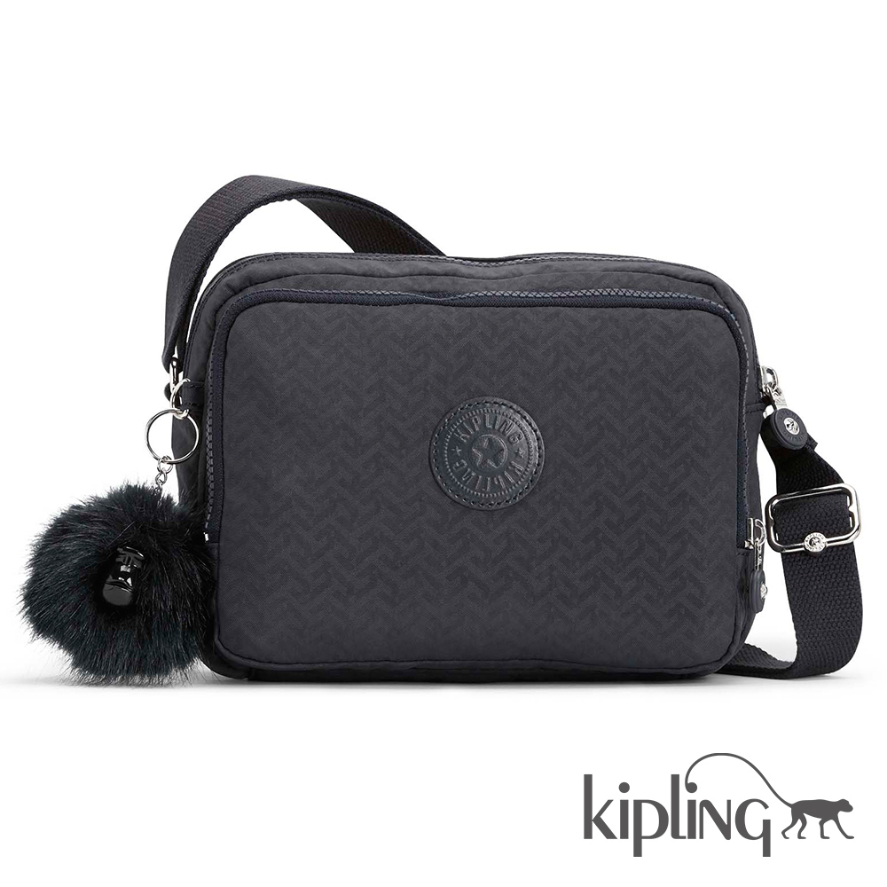 Kipling 斜背包 深藍圖騰素面-小