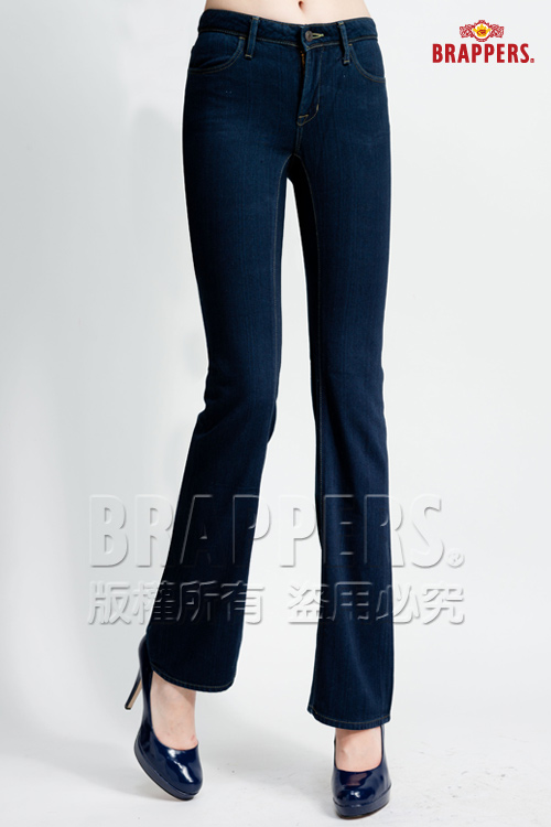 BRAPPERS 女款 新美腳系列-女用彈性小喇叭褲-深藍